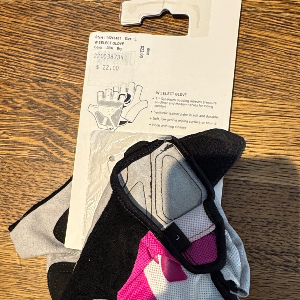 Pearl Izumi Women's Pink and Black Cycling Gloves - Picture 3 of 3